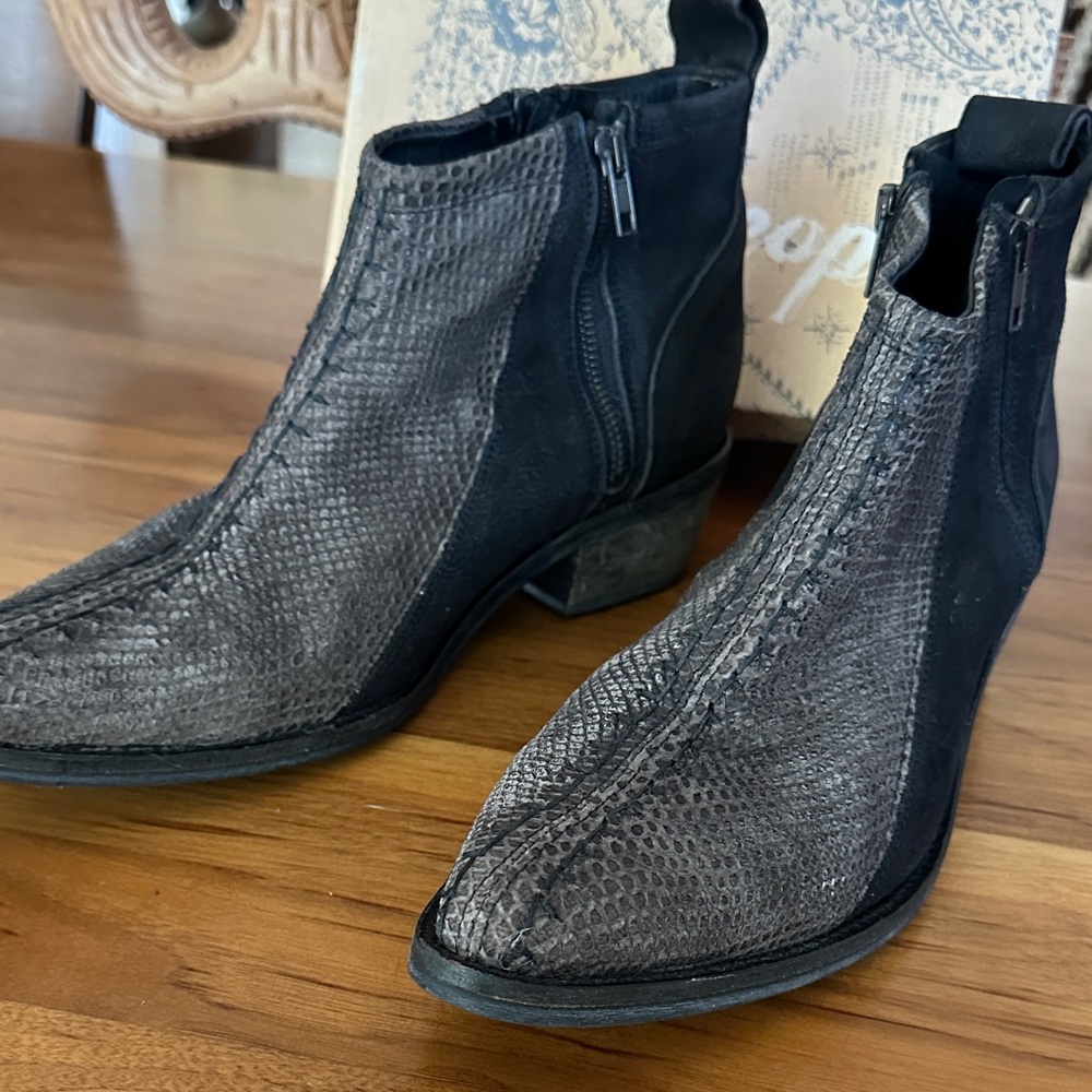 Free People Black and Gray Ankle Boots